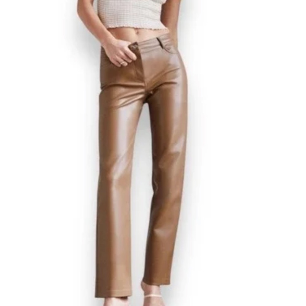 Aritzia Wilfred | Tan Vegan Leather Melina Pants